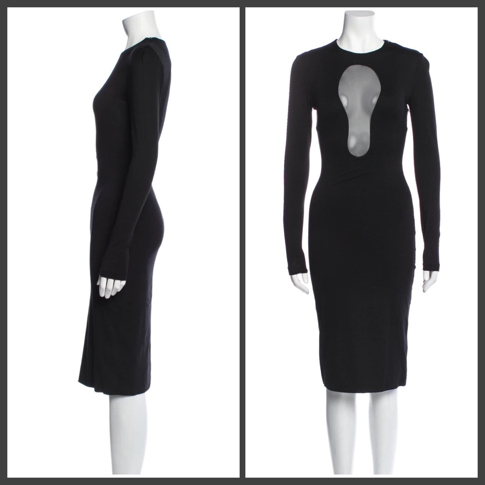 CUSHNIE Black Mesh MIDI Dress XS RARE $600 - Picture 2 of 2